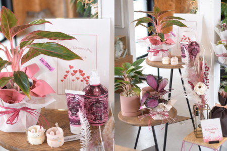 写真：バレンタインギフト向けに植物・雑貨などラッピング承ります