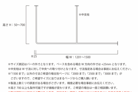 写真：φ16アイアンバー　F型　幅1500ｍｍまで