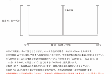 写真：φ16アイアンバー　E型　幅2500ｍｍまで