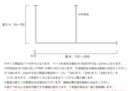 写真：φ16アイアンバー　F型　幅2000ｍｍまで