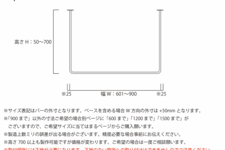 写真：φ16アイアンバー　コ型　幅900ｍｍまで